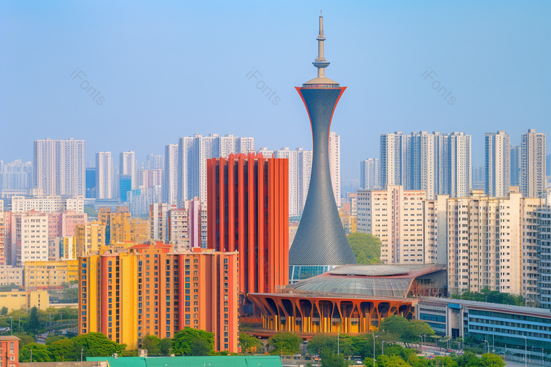 城市中设计感小蛮腰高塔高饱和色,高清,摄影图,摄影图片,图片大全,摄影图免费下载